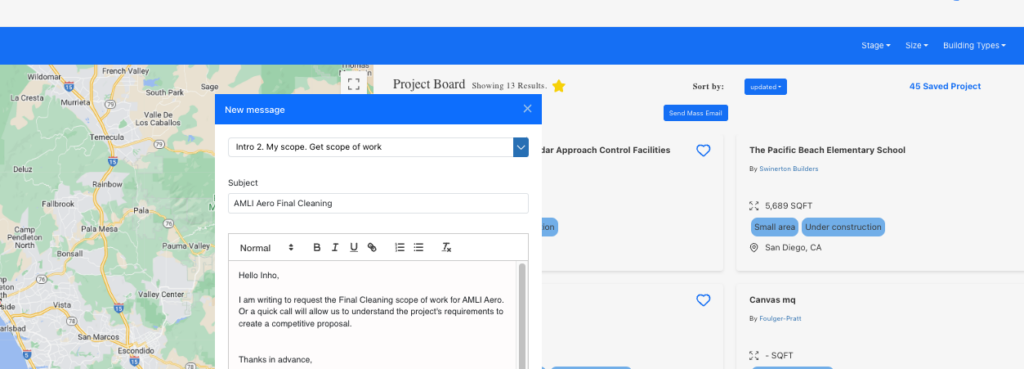 project board mass email